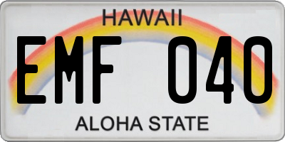 HI license plate EMF040