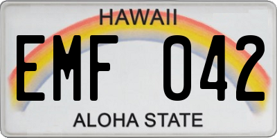 HI license plate EMF042