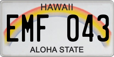 HI license plate EMF043