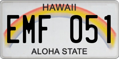 HI license plate EMF051