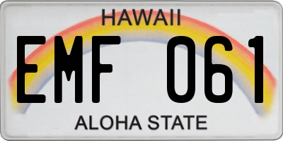 HI license plate EMF061