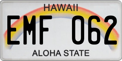 HI license plate EMF062