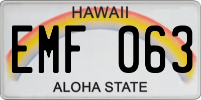 HI license plate EMF063