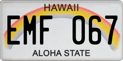 HI license plate EMF067