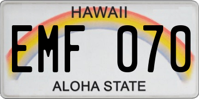 HI license plate EMF070