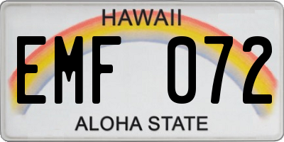 HI license plate EMF072