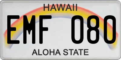 HI license plate EMF080