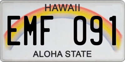 HI license plate EMF091