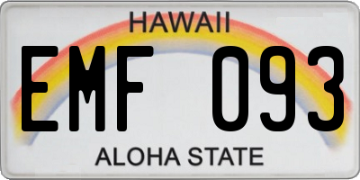 HI license plate EMF093