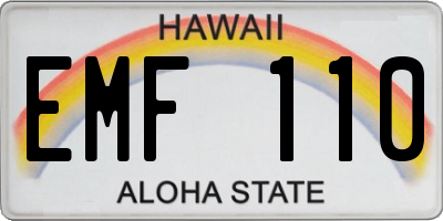 HI license plate EMF110
