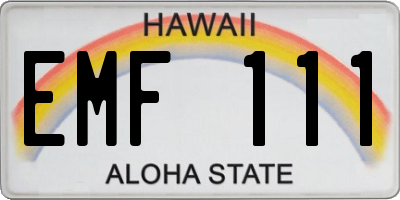 HI license plate EMF111