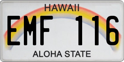 HI license plate EMF116