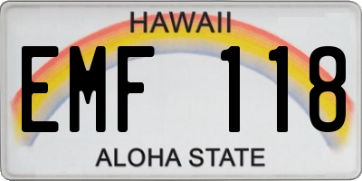 HI license plate EMF118