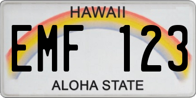 HI license plate EMF123