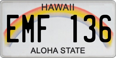 HI license plate EMF136