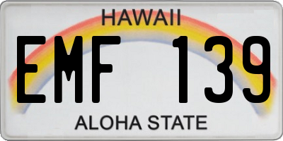 HI license plate EMF139