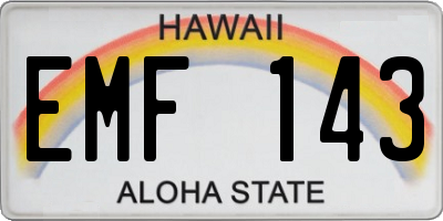 HI license plate EMF143