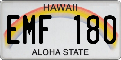 HI license plate EMF180