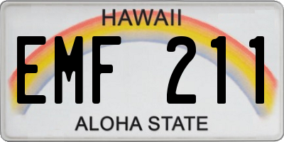HI license plate EMF211