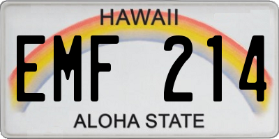 HI license plate EMF214