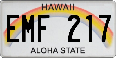 HI license plate EMF217
