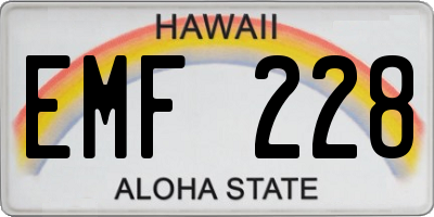 HI license plate EMF228