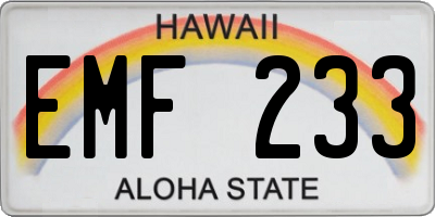 HI license plate EMF233