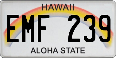 HI license plate EMF239