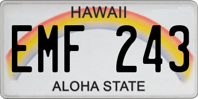 HI license plate EMF243