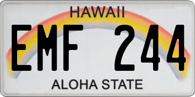 HI license plate EMF244
