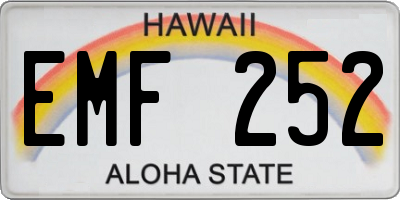 HI license plate EMF252