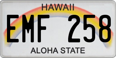 HI license plate EMF258