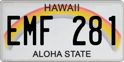 HI license plate EMF281