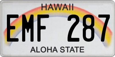 HI license plate EMF287