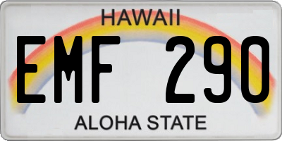 HI license plate EMF290