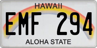 HI license plate EMF294