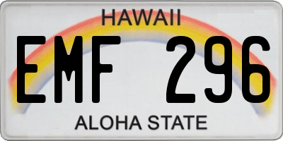 HI license plate EMF296