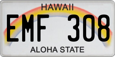 HI license plate EMF308