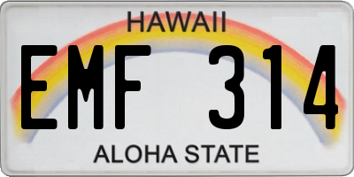 HI license plate EMF314