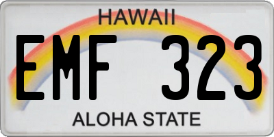 HI license plate EMF323