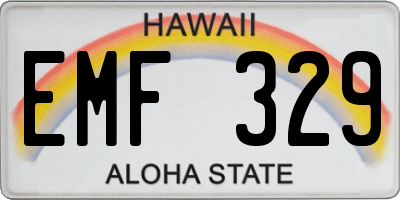 HI license plate EMF329
