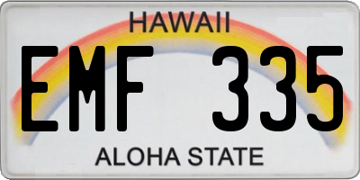 HI license plate EMF335