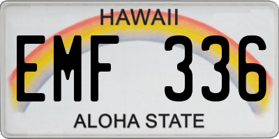 HI license plate EMF336