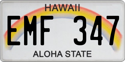 HI license plate EMF347