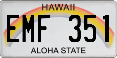 HI license plate EMF351