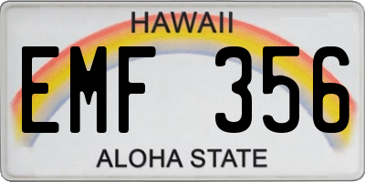 HI license plate EMF356