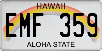 HI license plate EMF359