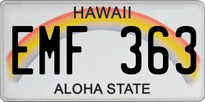 HI license plate EMF363