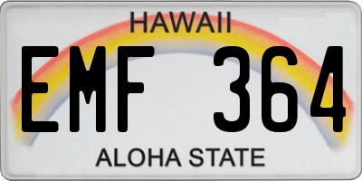 HI license plate EMF364