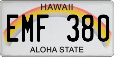 HI license plate EMF380